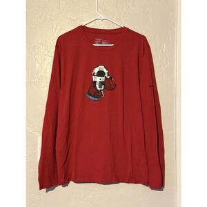 Columbia Tee Size XLarge Men's Red Long Sleeve Dog Print